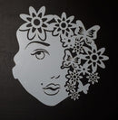 Stencil 6x6inch Face Collage Butterfly and Flowers