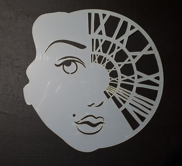 Stencil 6x6inch Faces Collage Steam Punk Roman Clock