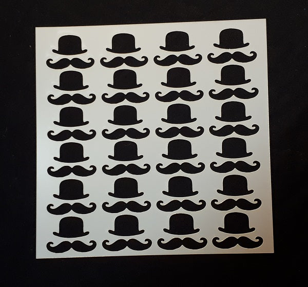 Stencil 6x6inch Mens Hats and Mustache