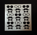 Stencil 6x6inch Mens Mustache Glasses and Bowtie