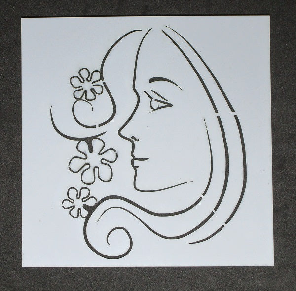 Stencil 6x6inch Face Side with Flowers