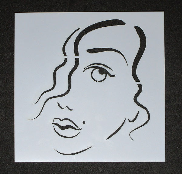 Stencil 6x6inch Face Half with Wavy Hair