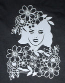 Stencil Girl with Flowers Medium