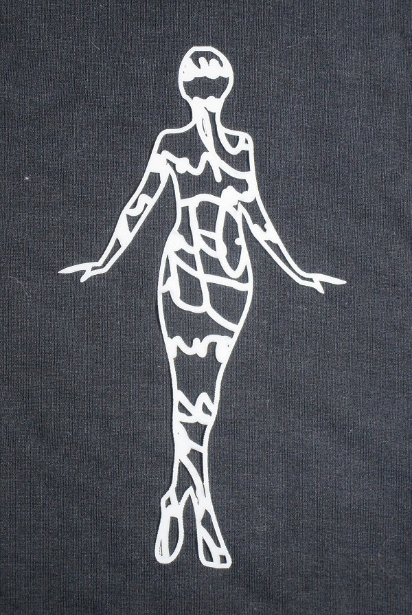 Stencil Standing Girl with Words Small