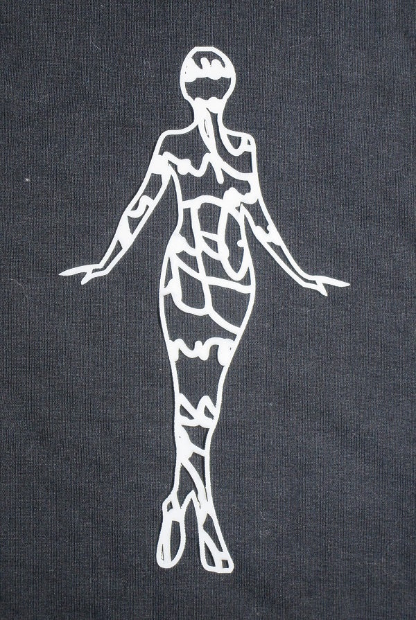 Stencil Standing Girl with Words Medium