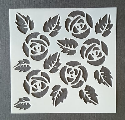 Stencil 6x6inch Roses and Leaves