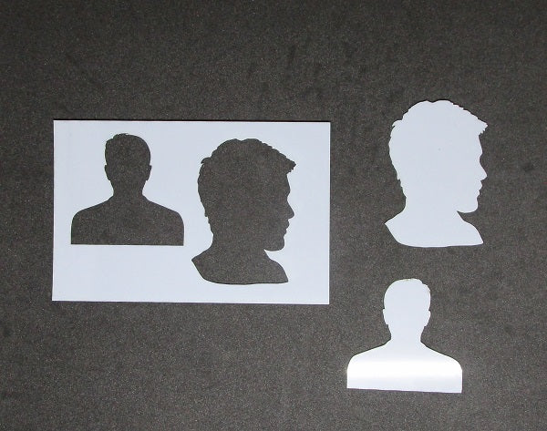 Stencil and Mask Set Men or Boys Heads Small (6x4)