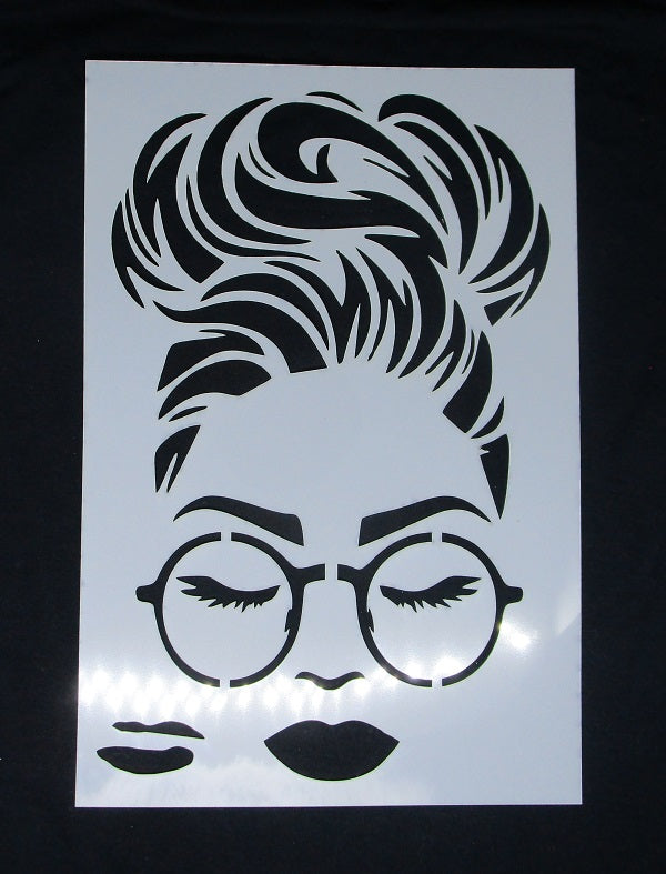 Stencil A4 Lady with Glasses