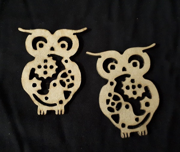 Chipboard Embellishments Medium Owls with Cogs