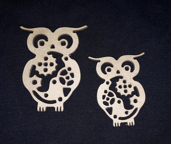 Chipboard Medium and Small Owls with Cogs