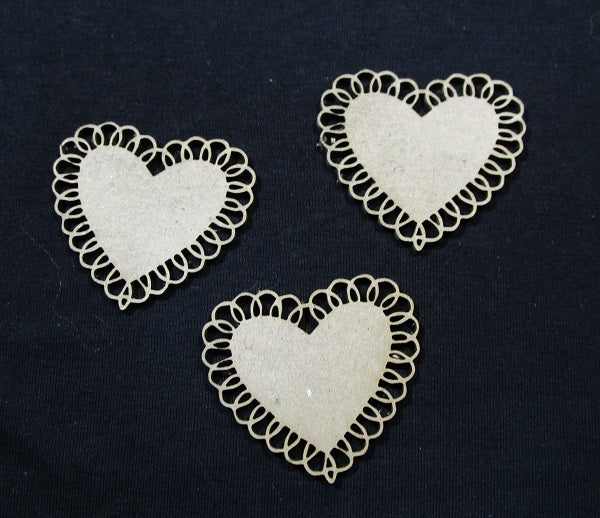 Chipboard Hearts with Scallop Border.