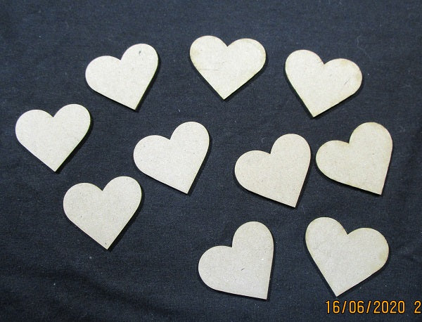 Chipboard Solid Hearts Small