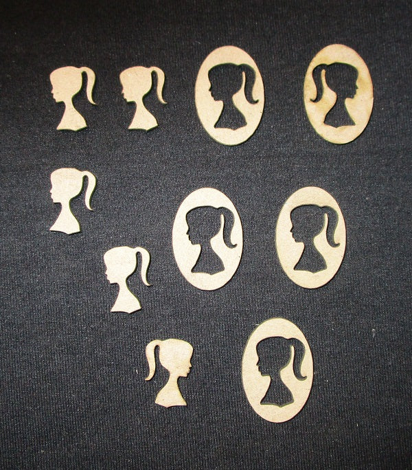 Chipboard Girl Heads and Ovals Cameo Mini