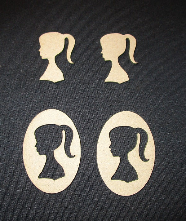 Chipboard Girl Cameo Heads and Oval Medium