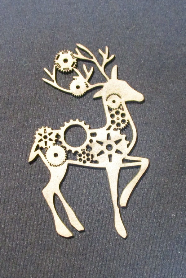 Chipboard Christmas Reindeer With Cogs