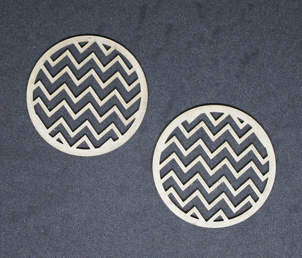 Chipboard Pattern Circles Zig Zag Large Set of 2