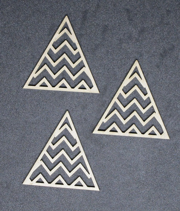 Chipboard Pattern Triangles Zig Zag Small Set of 3