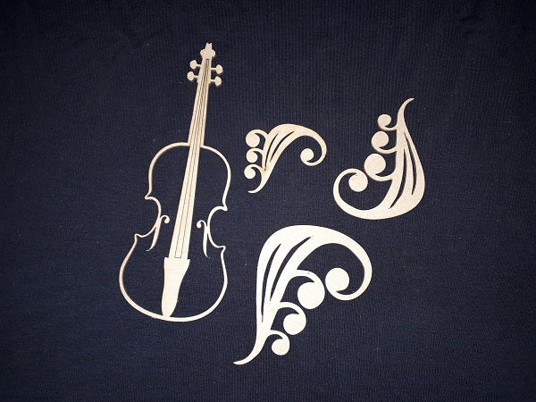 Chipboard Violin and Swirls