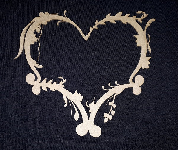 Chipboard Heart with Flourish and Flowers