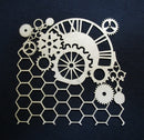 Chipboard Steam Punk Collage, Wire, Clock and Cogs