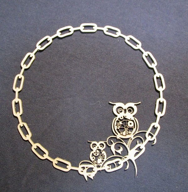 Chipboard Steam Punk Chain Circle and Owl