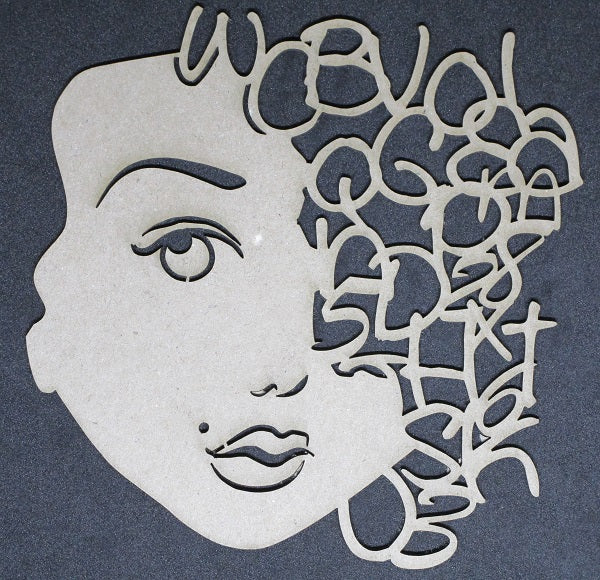 Chipboard Face with Alphabet Letters Small