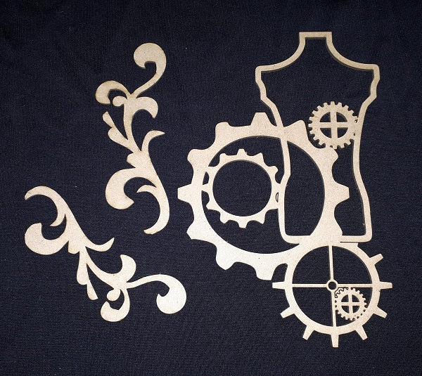 Chipboard Mannequin with Cogs and Flourish