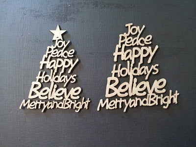 Chipboard Word Christmas Trees (Pack of 2)