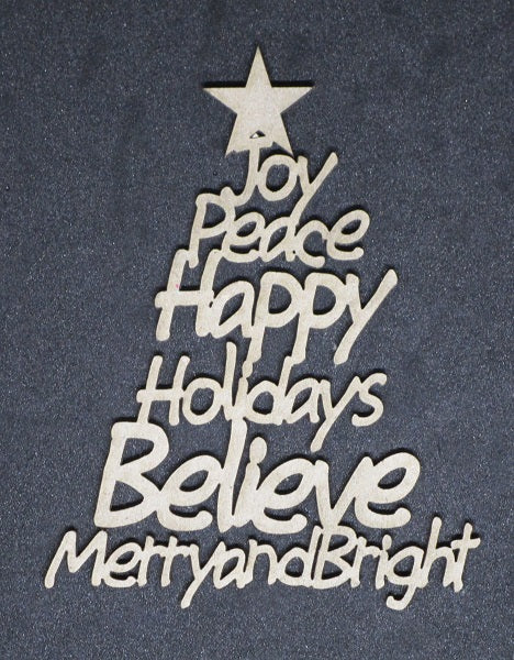 Chipboard Word Christmas Tree with Star