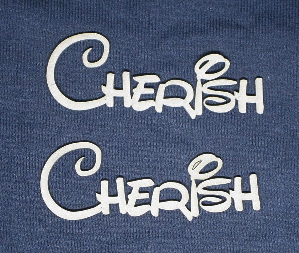 Chipboard Word Cherish Pack of 2