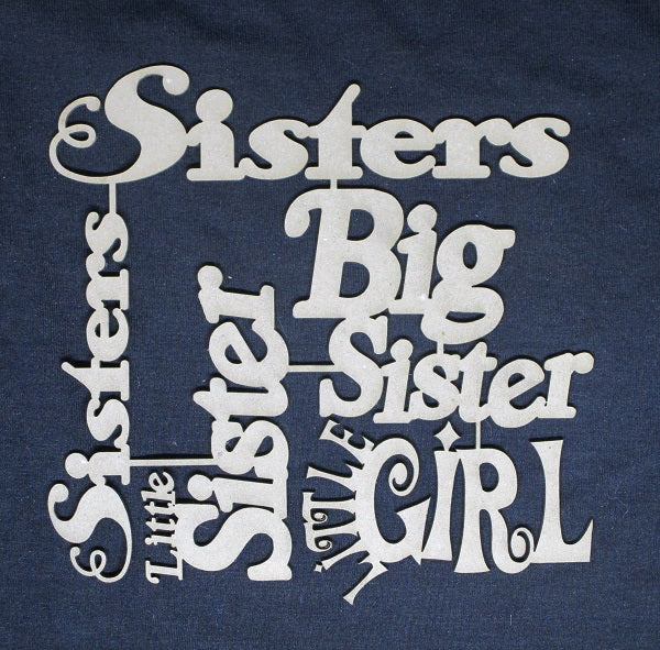 Chipboard Word Set Sisters Little Sister Big Sister Little Girl