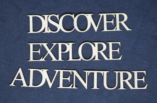 Chipboard Words Discover Explore Adventure