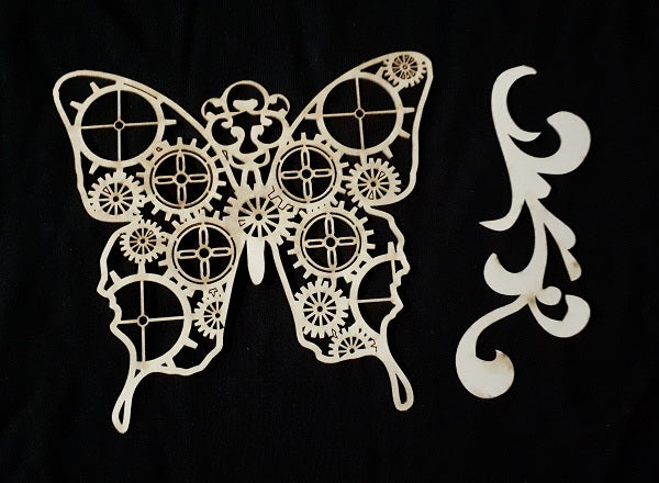 White Cardstock Butterfly Cog and Flourish