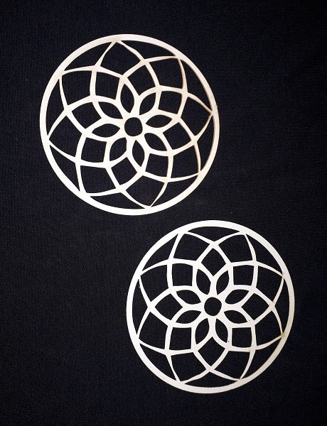 White Cardstock Circles with Flower Design