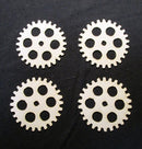 White Cardstock Cogs with Circles Large