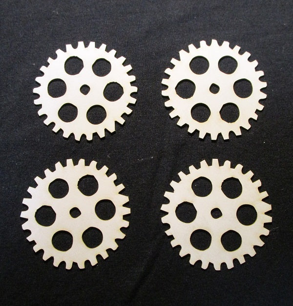 White Cardstock Cogs with Circles Large