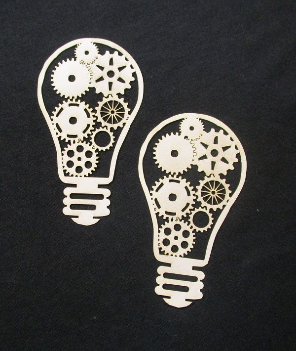 White Mixed Media Cardstock Light Bulbs with Cogs