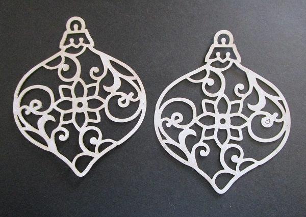 White Mixed Media Baubles Swirls Large (Pack of 2)