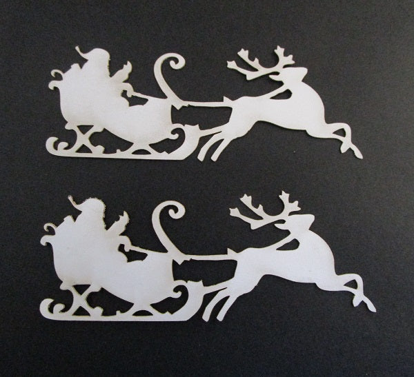 White Mixed Media Cardstock Santa and Sleigh Large (set of 2)