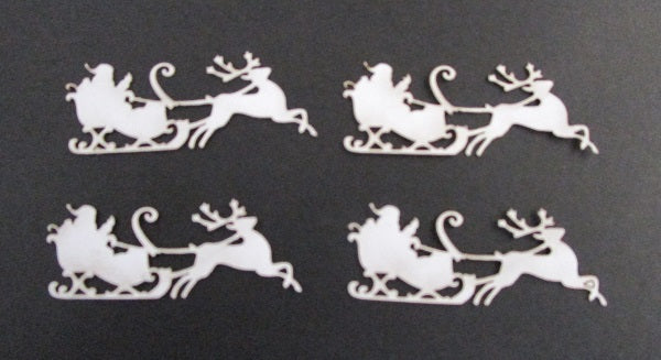 White Mixed Media Cardstock Santa and Sleigh Small (set of 4)