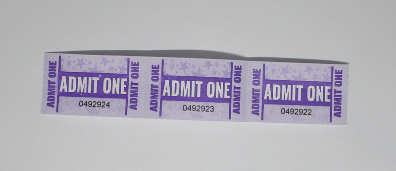 Purple Paper Admit one Tickers Pack of 40