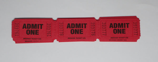 Paper Tickets Admit One Red